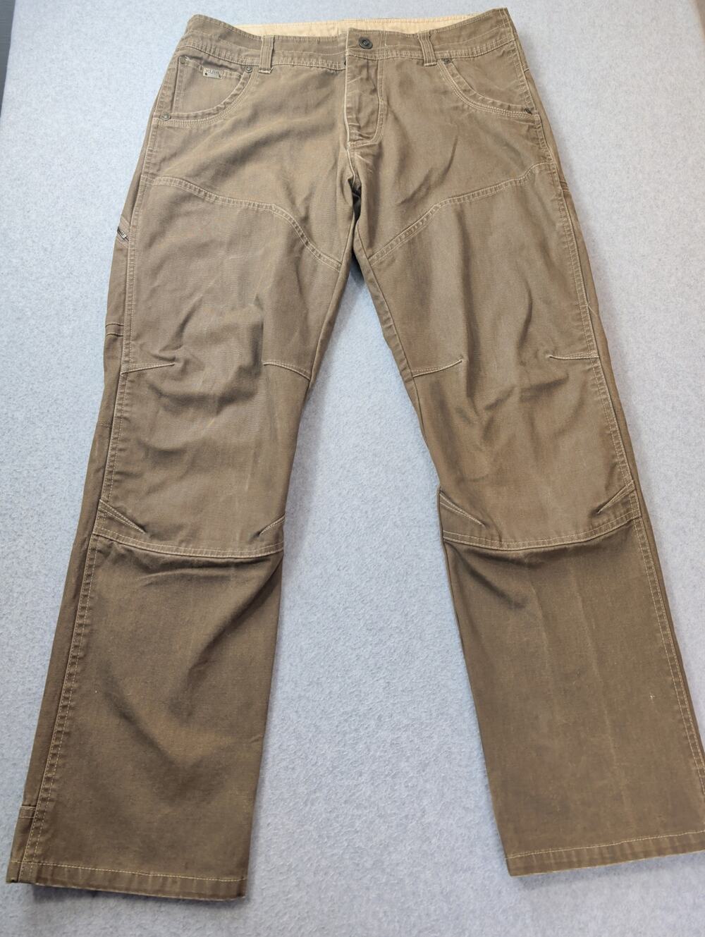 Kuhl The Law 5117 Mens 36x32 Brown Double Knee Canvas Work Pants Patina Dye